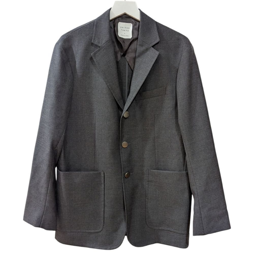 United Tokyo Men's Size 2 Slim Fit Wool Blend Three Button Blazer Charcoal Grey